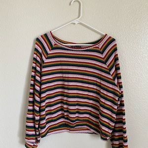 Lulus Rainbow Striped Sweater